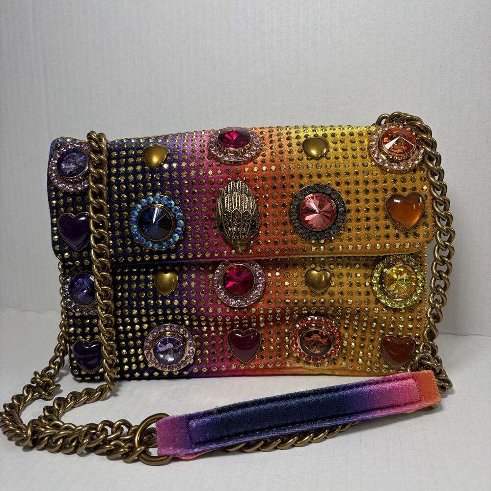 Kurt Geiger Kensington Gems Crystals Printed Velvet Crossbody
